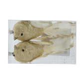 Decoris Foam Birds with Glitters Set of 2pcs 11cm - Champagne Gold